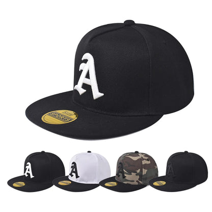 Unisex A Letter Embroidery Patchwork Hip-hop Flat Brim Cap