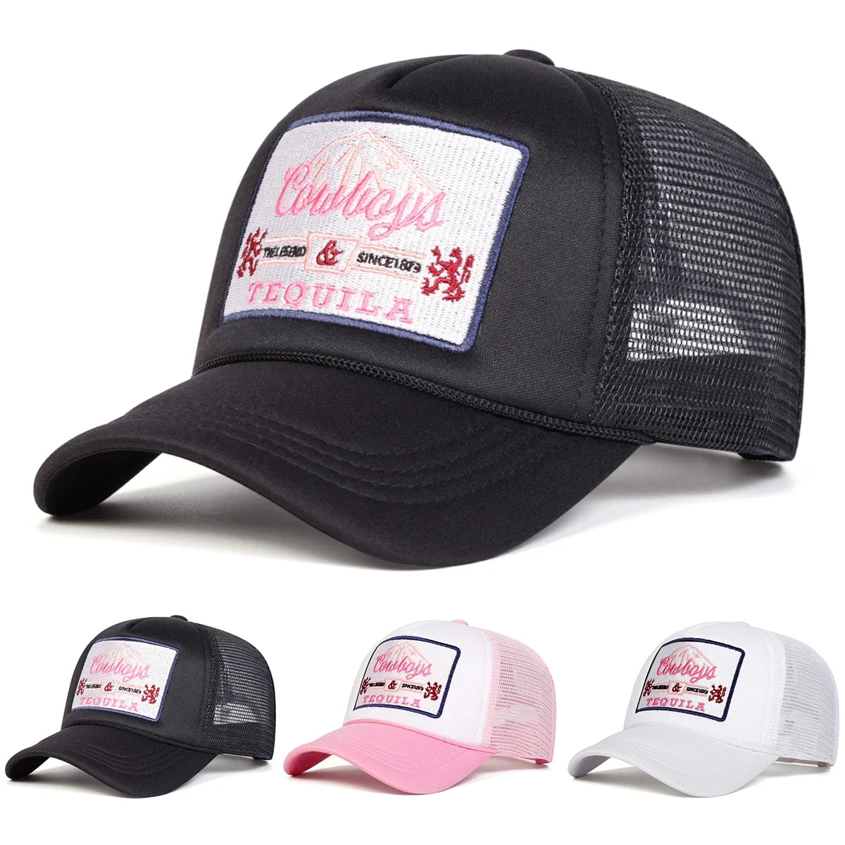 Unisex Tequila Letter Embroidery Mesh Baseball Cap