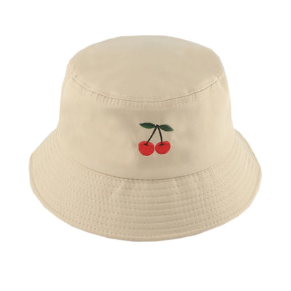 Cherry Embroidered Cartoon Summer Bucket Hat