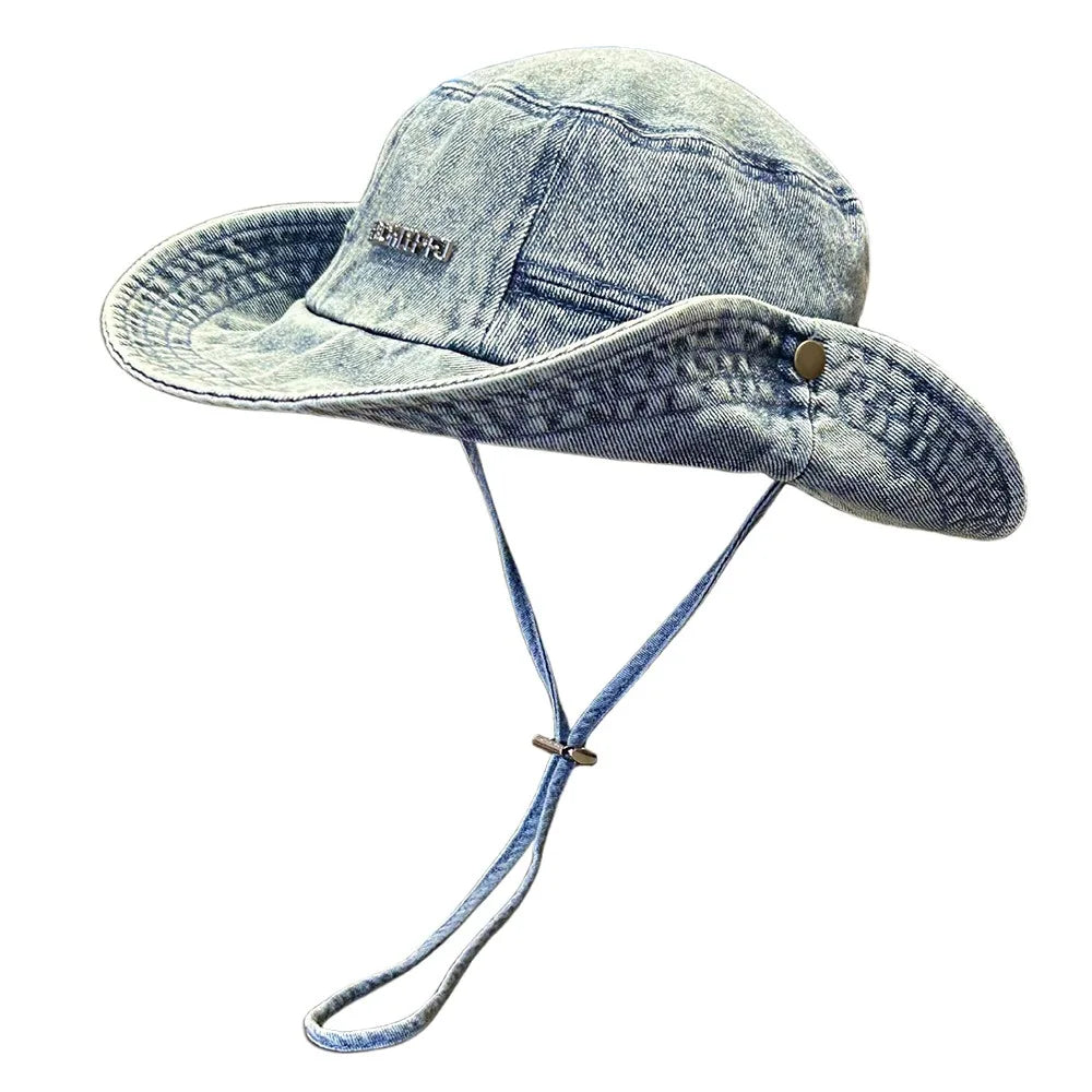Portable Retro Denim Anti UV Bucket Hat