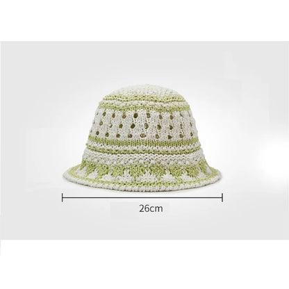 Color Blocked Woven Hollow Fisherman Bucket Hat