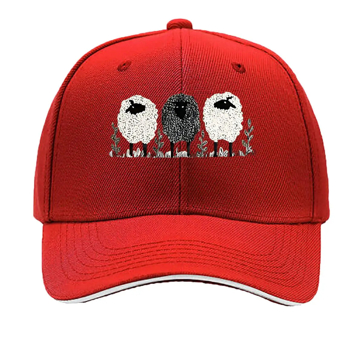 Vintage Three Lambs Print Adjustable Baseball Cap