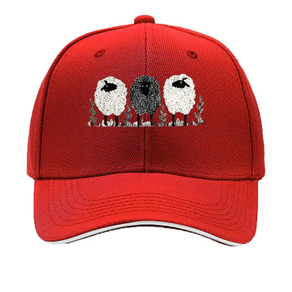 Vintage Three Lambs Print Adjustable Baseball Cap