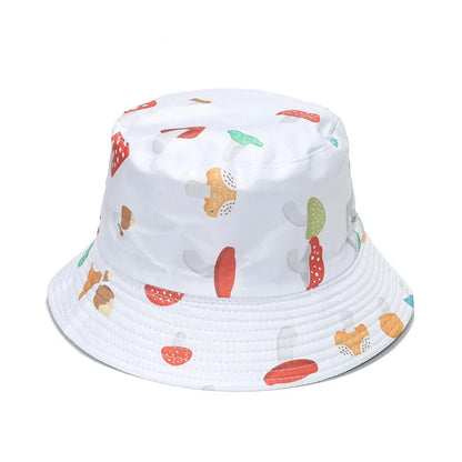 New Unisex Mushroom Print Foldable Cotton Bucket Hat