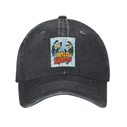 Wild Kratts Pattern Washed Denim Baseball Cap