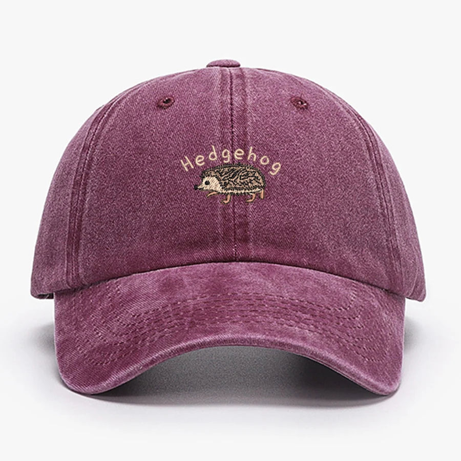 Mini Hedgehog Embroidery Vintage Cotton Baseball Cap