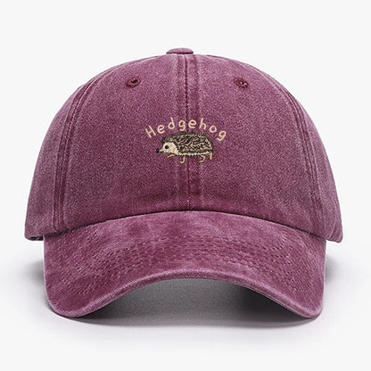 Mini Hedgehog Embroidery Vintage Cotton Baseball Cap