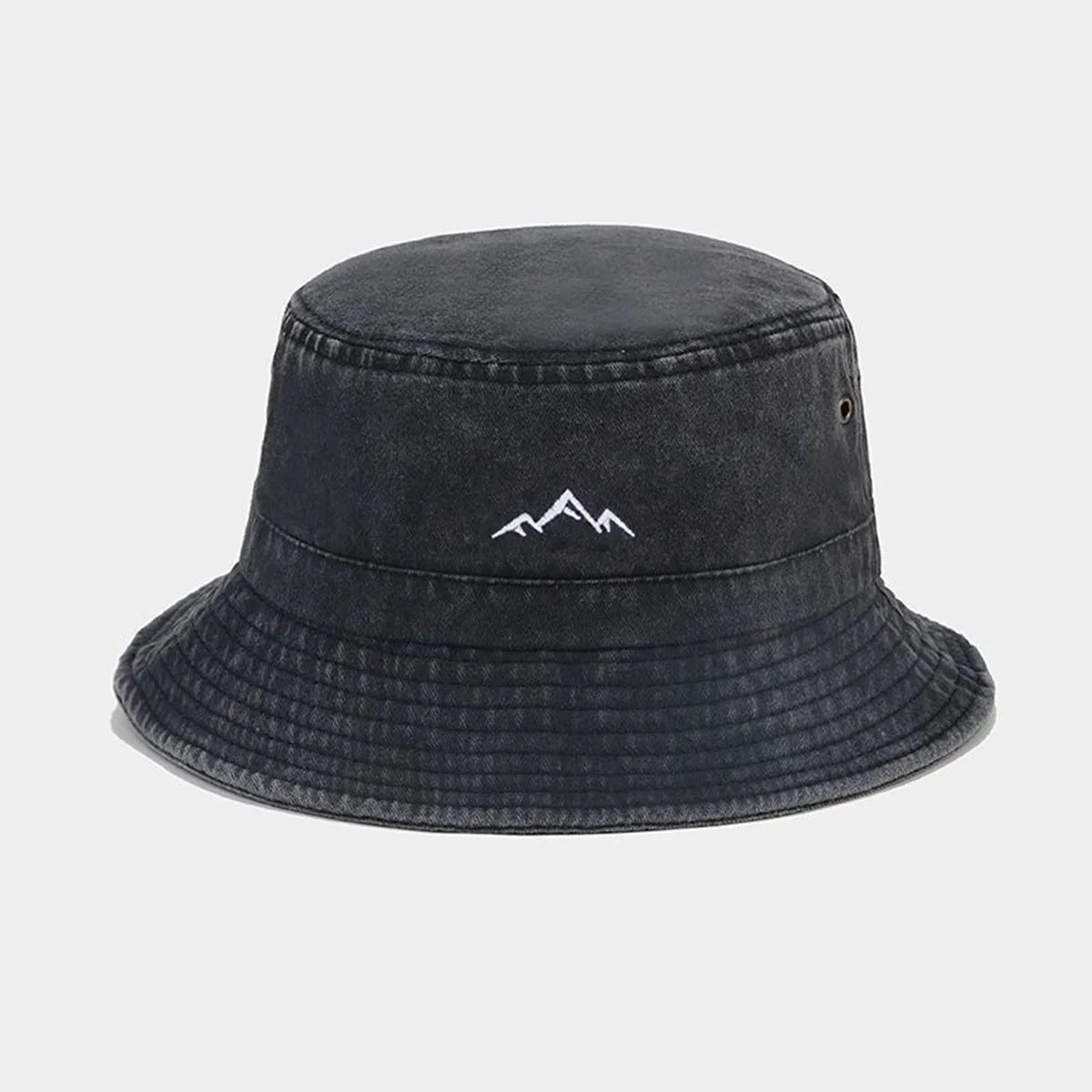 Vintage Mountain Embroidery Outdoor Hiking Bucket Hat