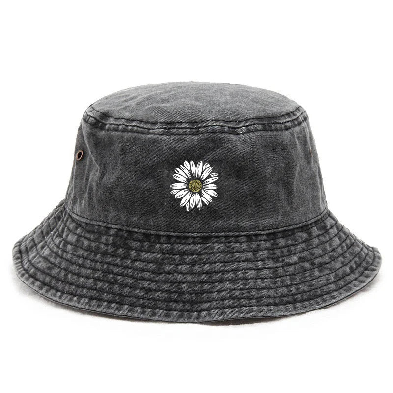 Vintage Daisy Floral Cotton Bucket Hat