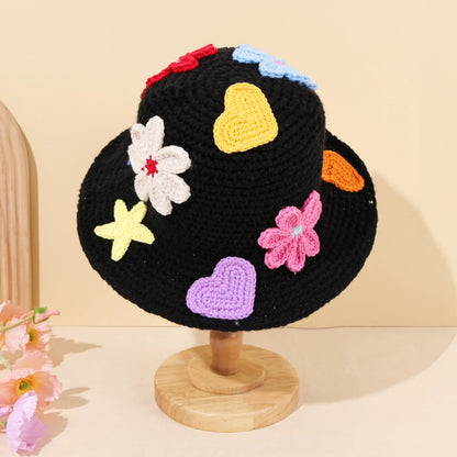 Vintage Flower Knitted Hollow Bucket Hat