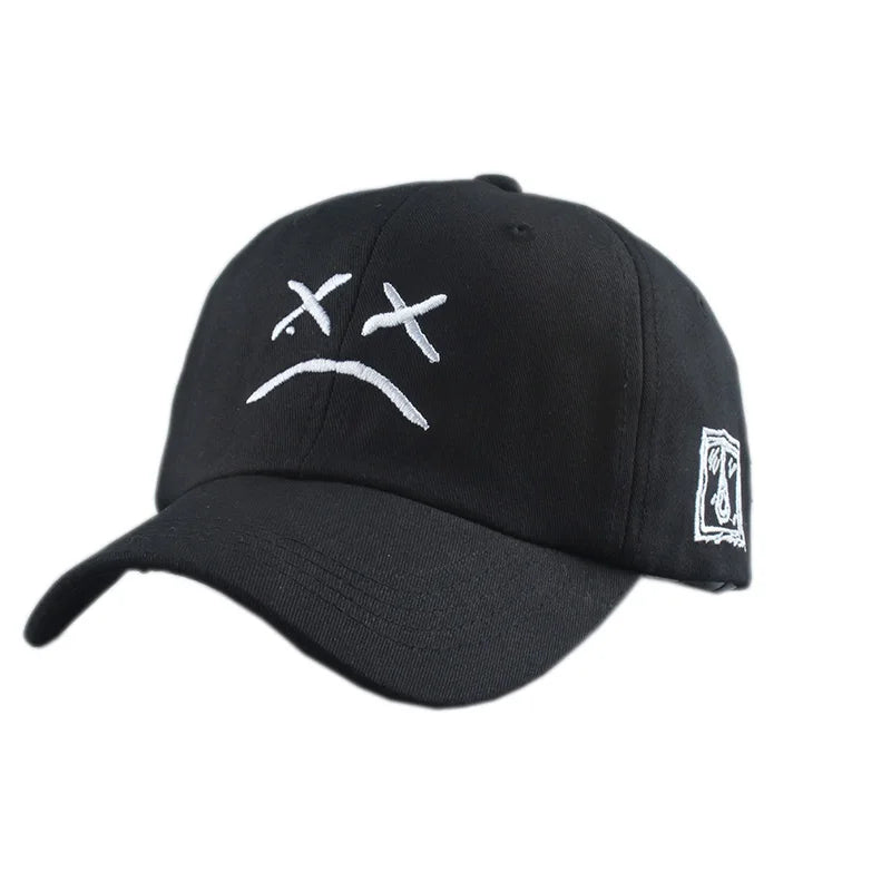 Sad Face Embroidered Cotton Dad Hat