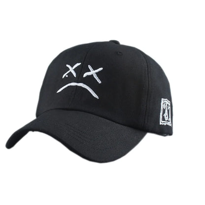 Sad Face Embroidered Cotton Dad Hat