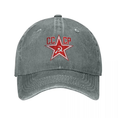 Russian Soviet CCCP Military Denim Baseball Cap