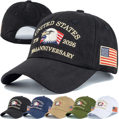 American 250th Anniversary Eagle Embroidered Baseball Cap