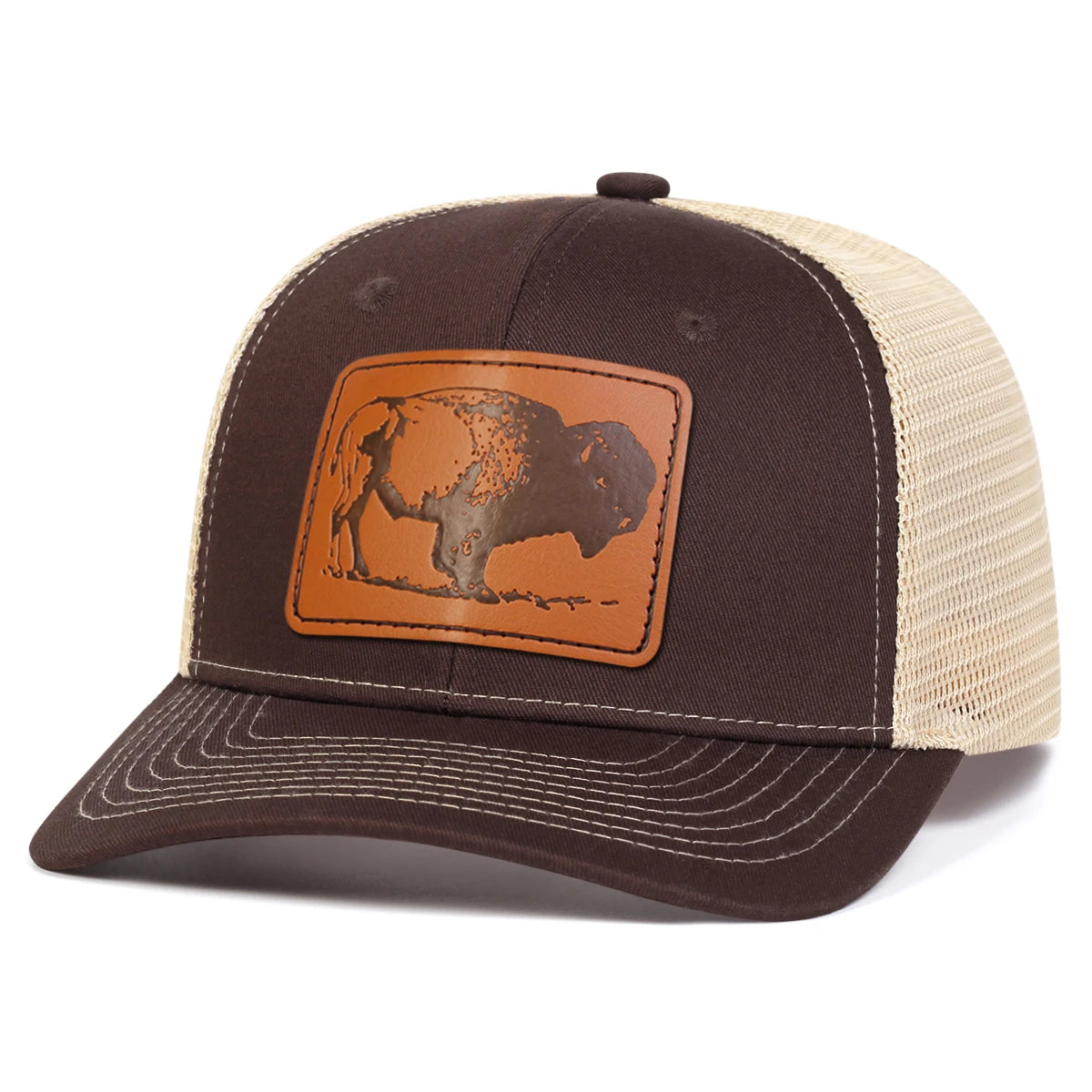 Unisex Yak Leather Label Baseball Net Caps