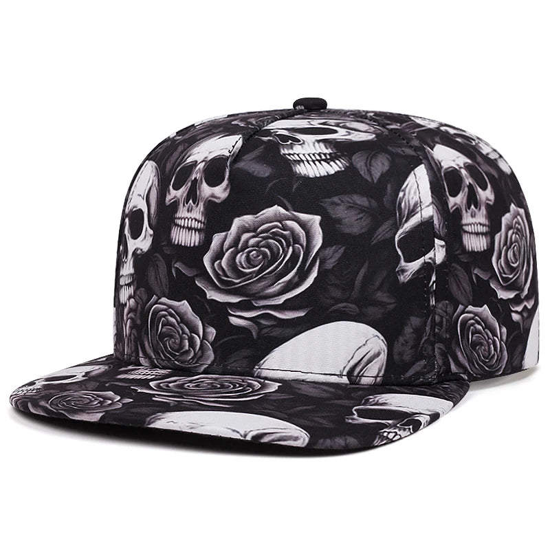 Skeleton Print Street Flat Brim Cap