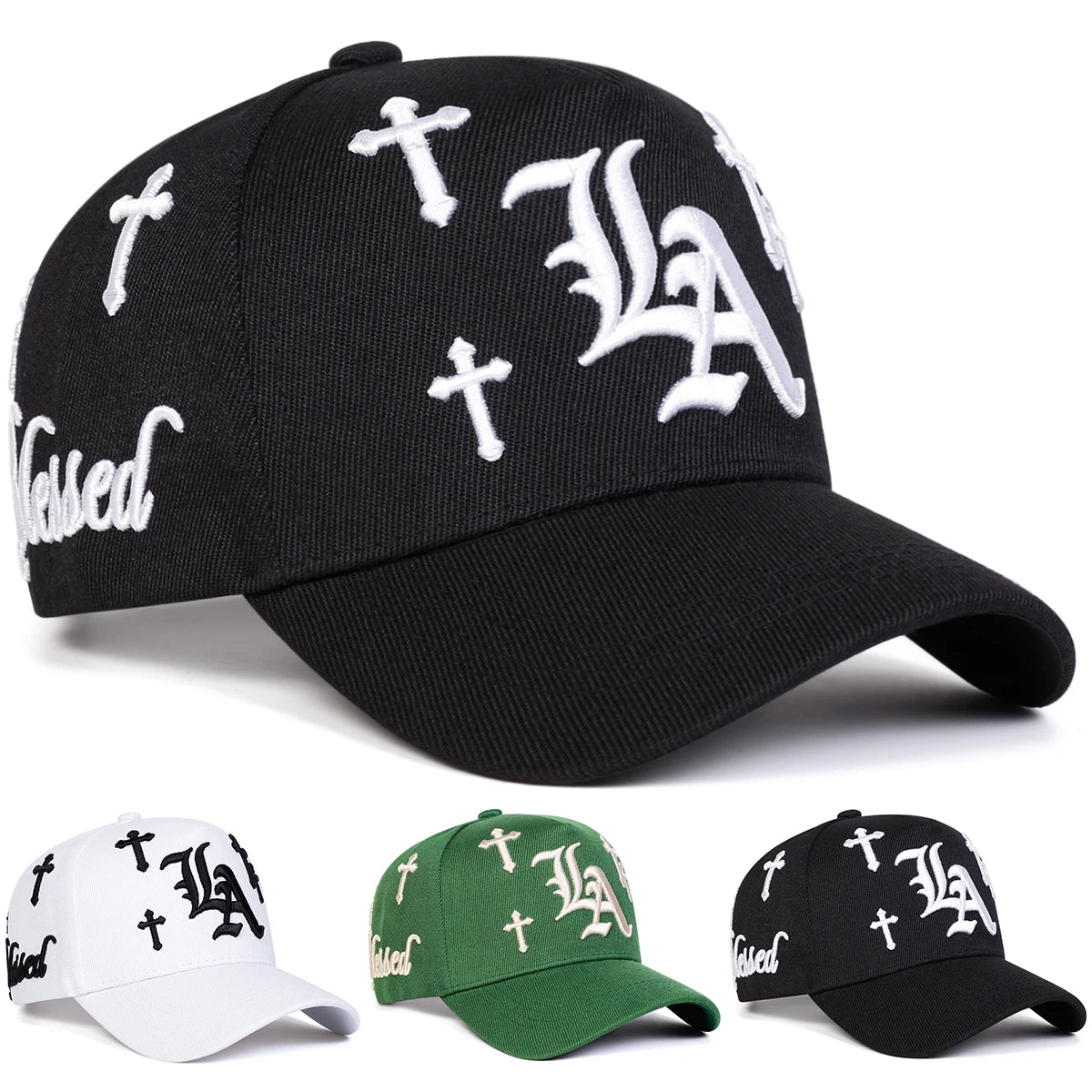 Unisex Gothic LA Cross Embroidery Casual Baseball Cap