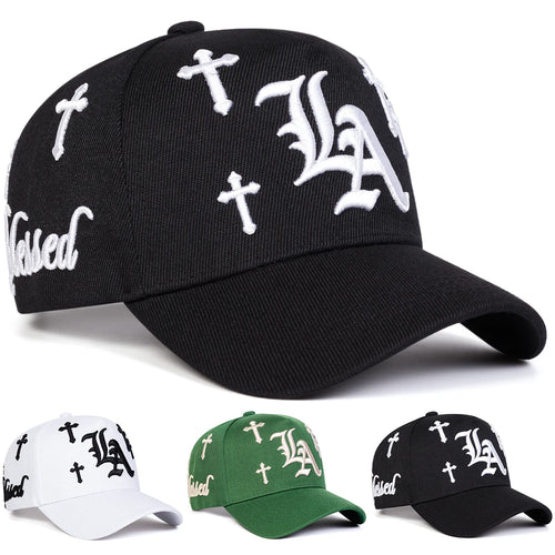 Unisex Gothic LA Cross Embroidery Casual Baseball Cap