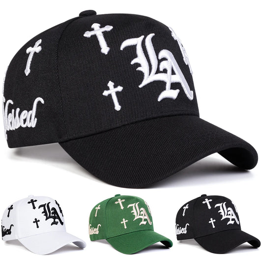 Unisex Gothic LA Cross Embroidery Casual Baseball Cap
