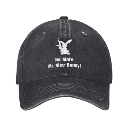 No More Nice Bunny Washed Denim Baseball Cap