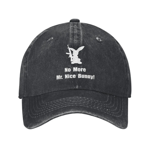 No More Nice Bunny Washed Denim Baseball Cap