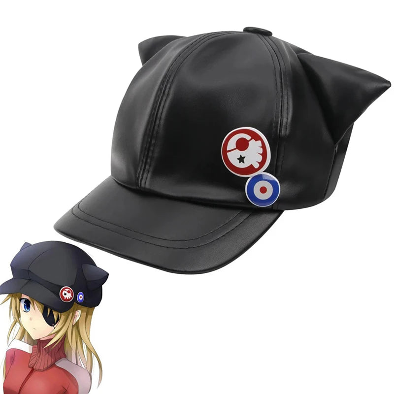 Asuka Cat Ear PU Leather Baseball Cap