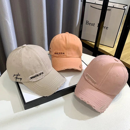 Unisex Korean Trend Distressed Embroidered Baseball Cap