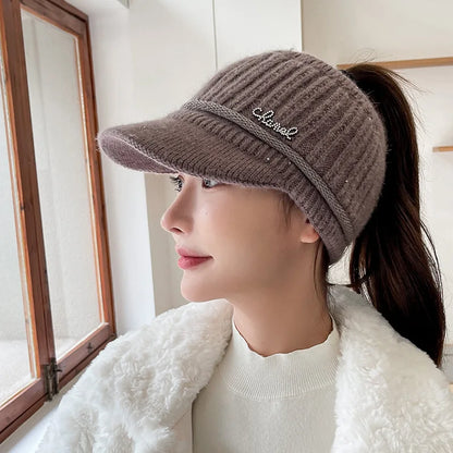 Knitted Velvet Lined Winter Baseball Cap
