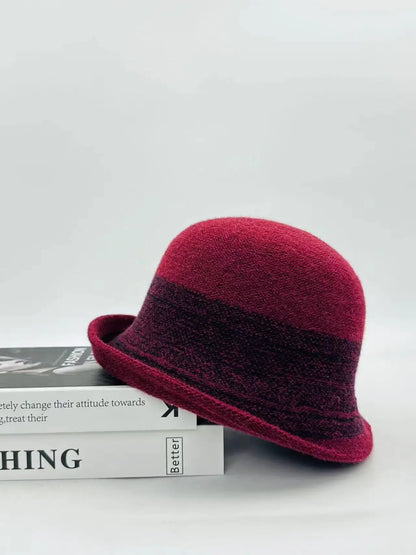 Elegant Curled Top Knitted Bucket Hat