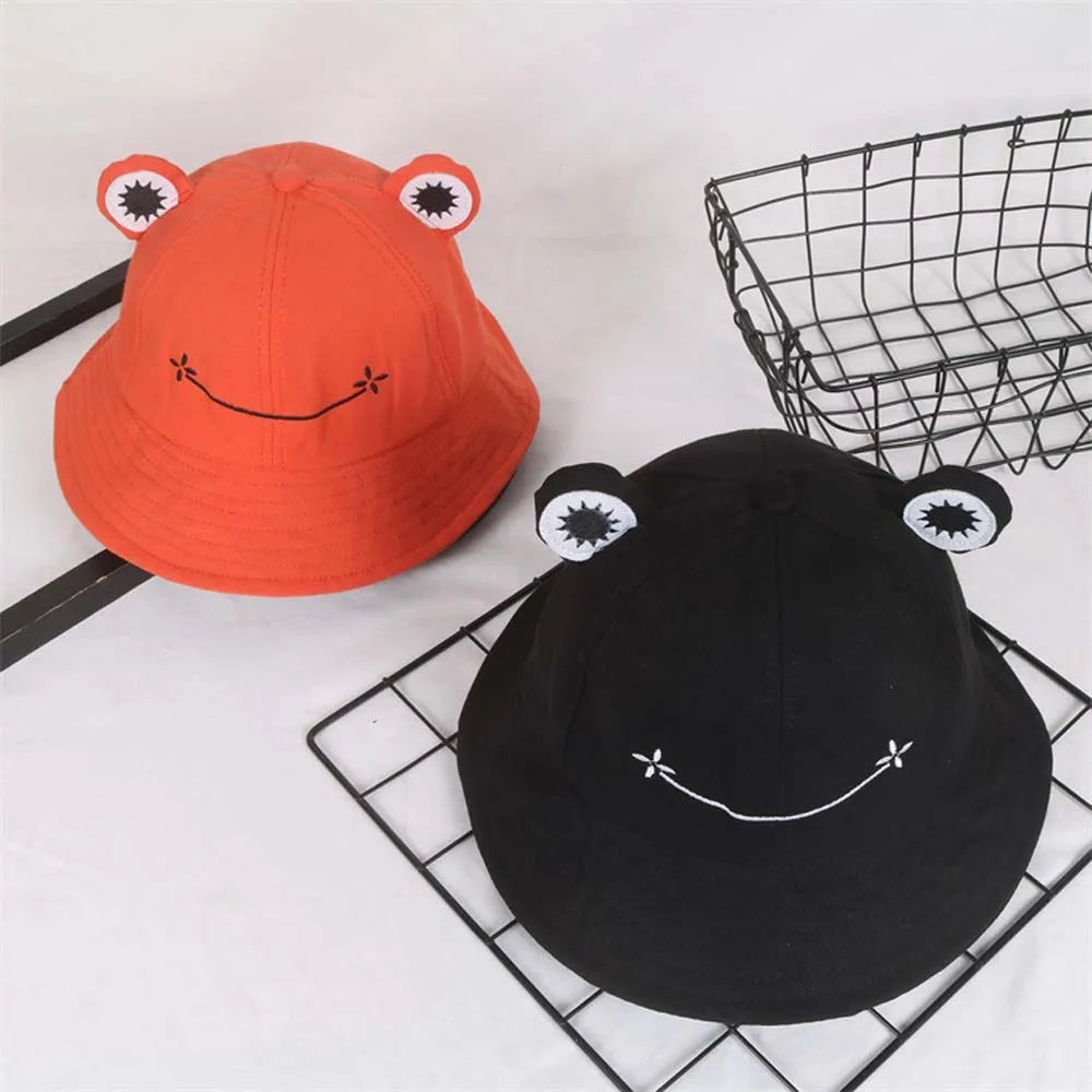 Women Embroidered Frog Sun Bucket Hat