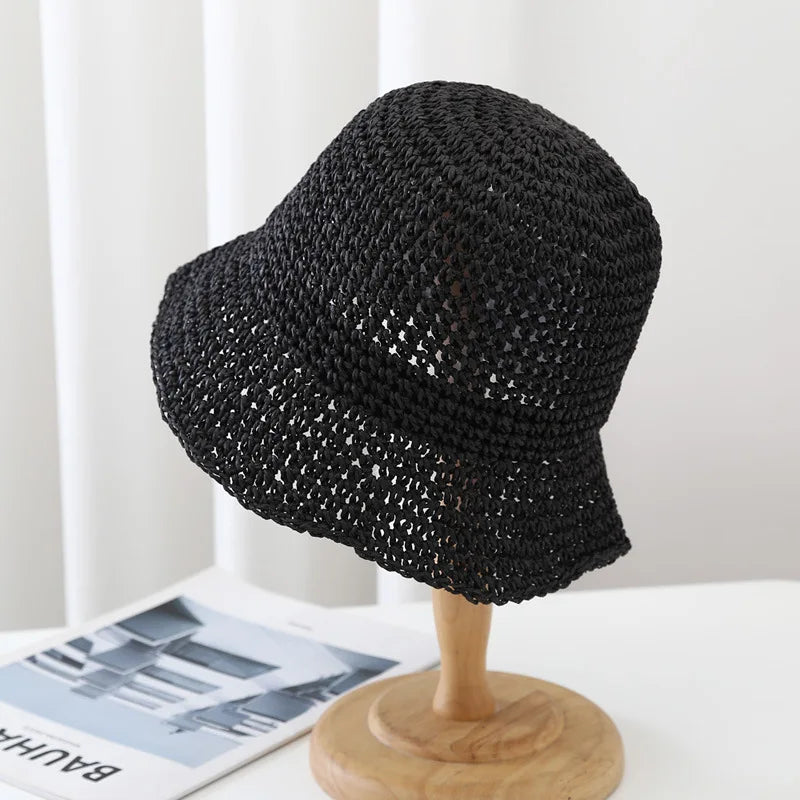 Handmade Crochet Straw Summer Bucket Hat