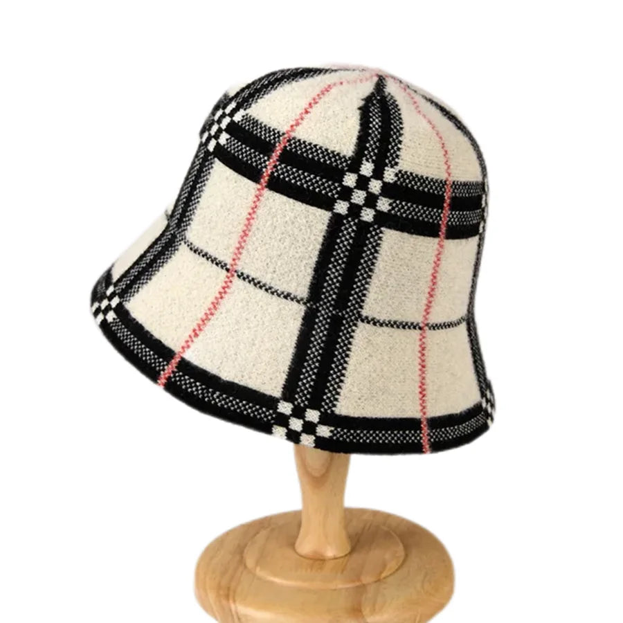 Luxury Velvet Plaid Wool Bucket Hat