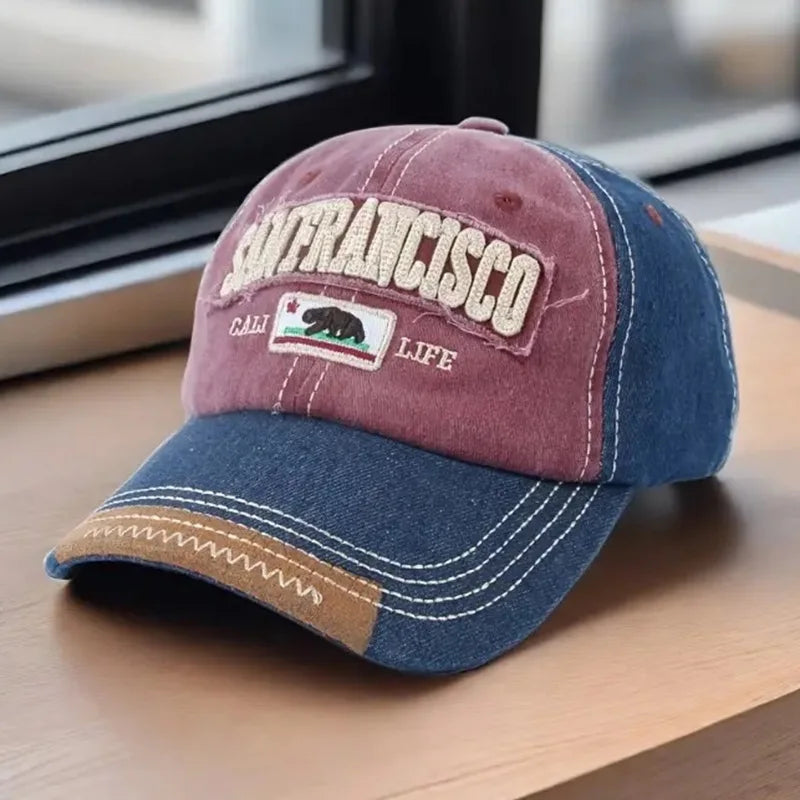 Trendy Distressed Cotton Embroidered Adjustable Baseball Cap
