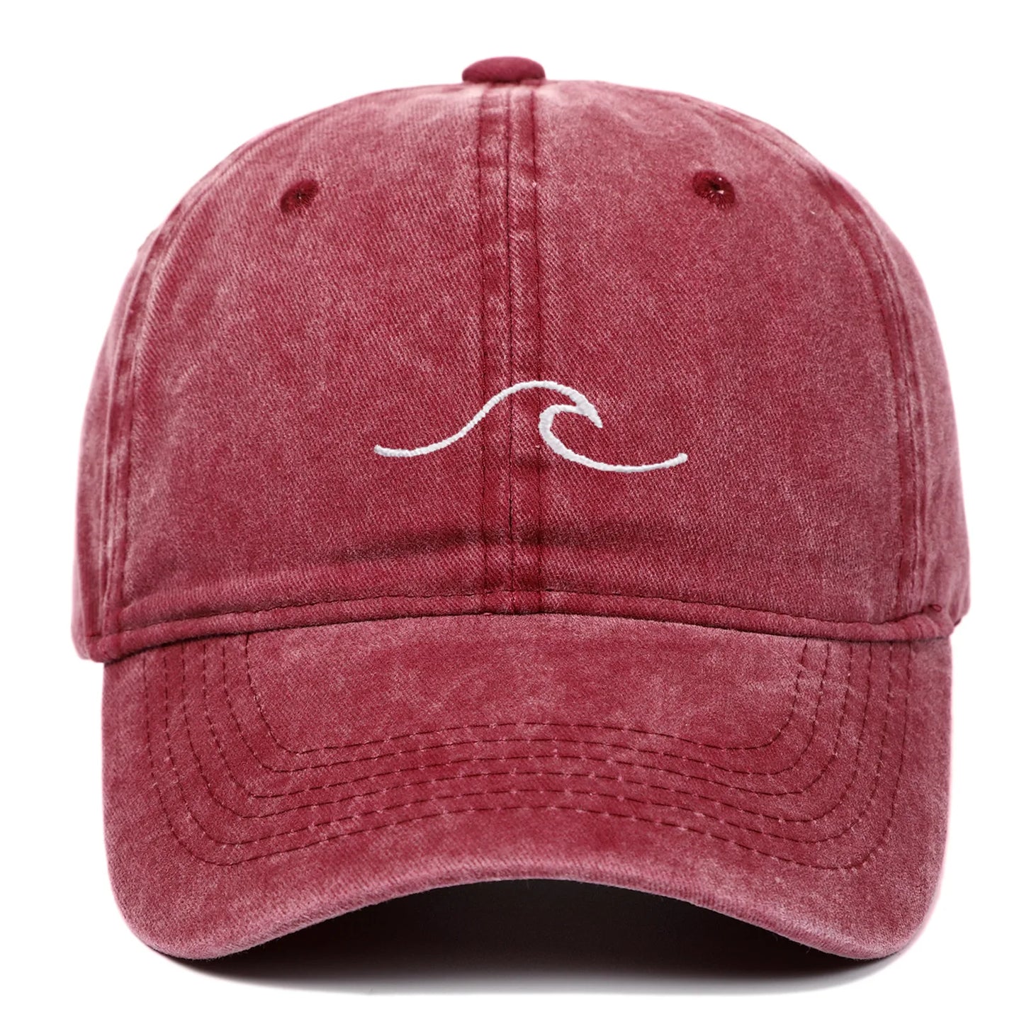 Wave Pattern Embroidered Retro Washed Baseball Cap