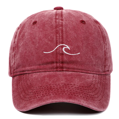 Wave Pattern Embroidered Retro Washed Baseball Cap