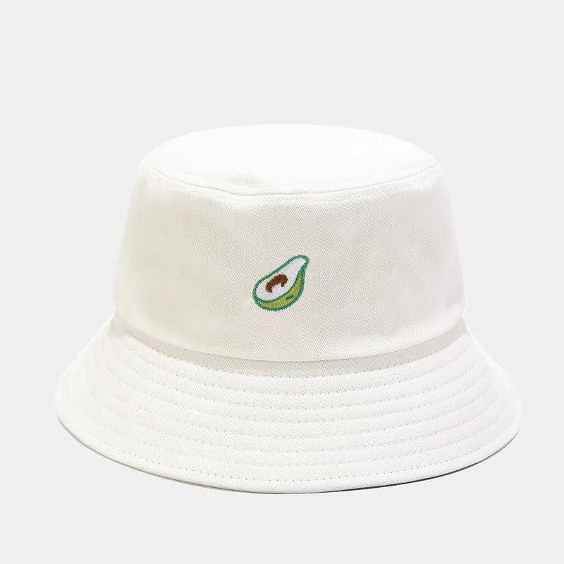 Cartoon Fruit Embroidered Cotton Bucket Hat
