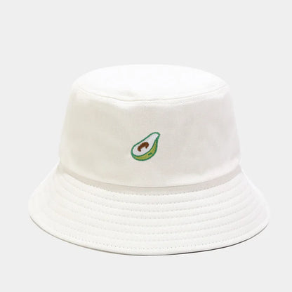 Cartoon Fruit Embroidered Cotton Bucket Hat
