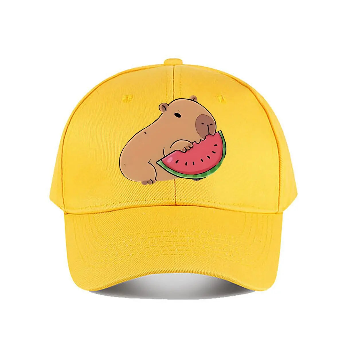 Capybara Eating Watermelon Vinyl Sticker Snapback Baseball Cap