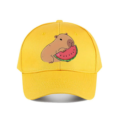 Capybara Eating Watermelon Vinyl Sticker Snapback Baseball Cap