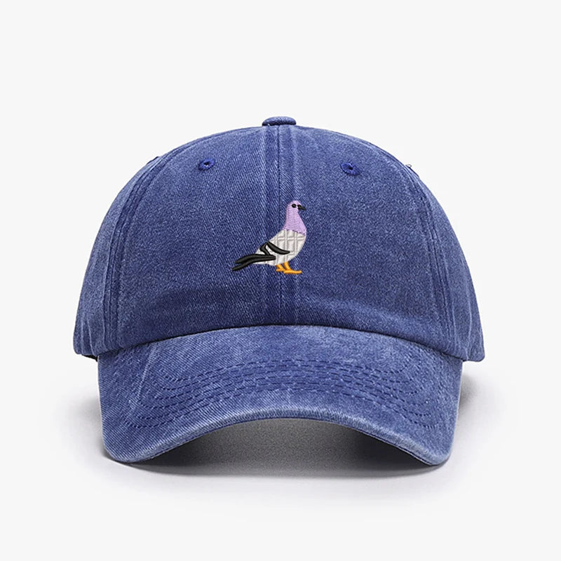 Embroidered Pigeon Vintage Washed Spring Baseball Cap