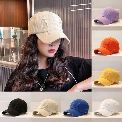 Trendy Worn Hole Letter Streetwear Baseball Cap