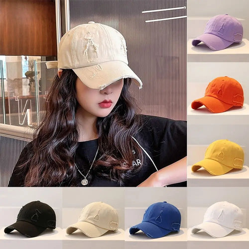 Trendy Worn Hole Letter Streetwear Baseball Cap
