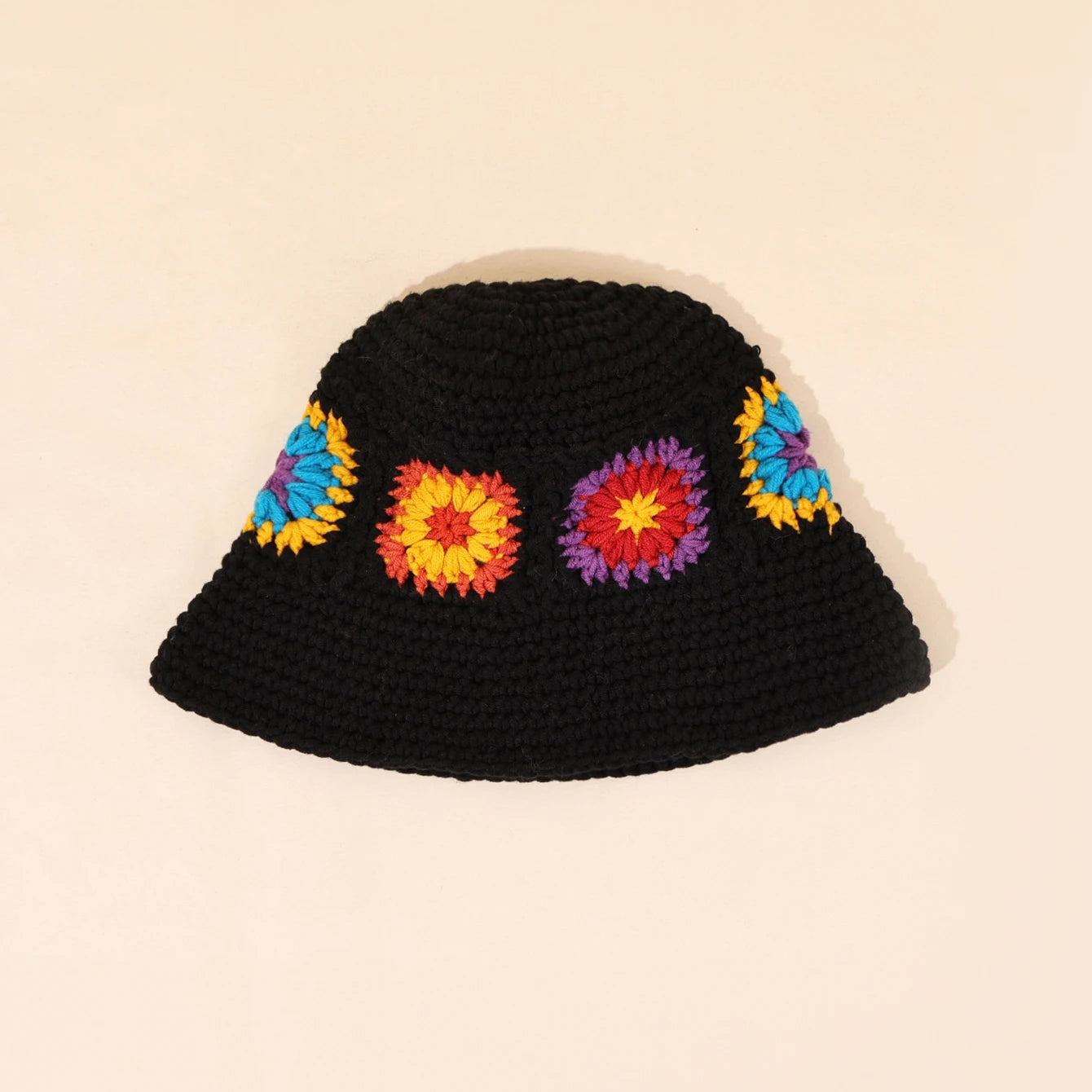 Retro Hollow Flower Knit Bucket Hat