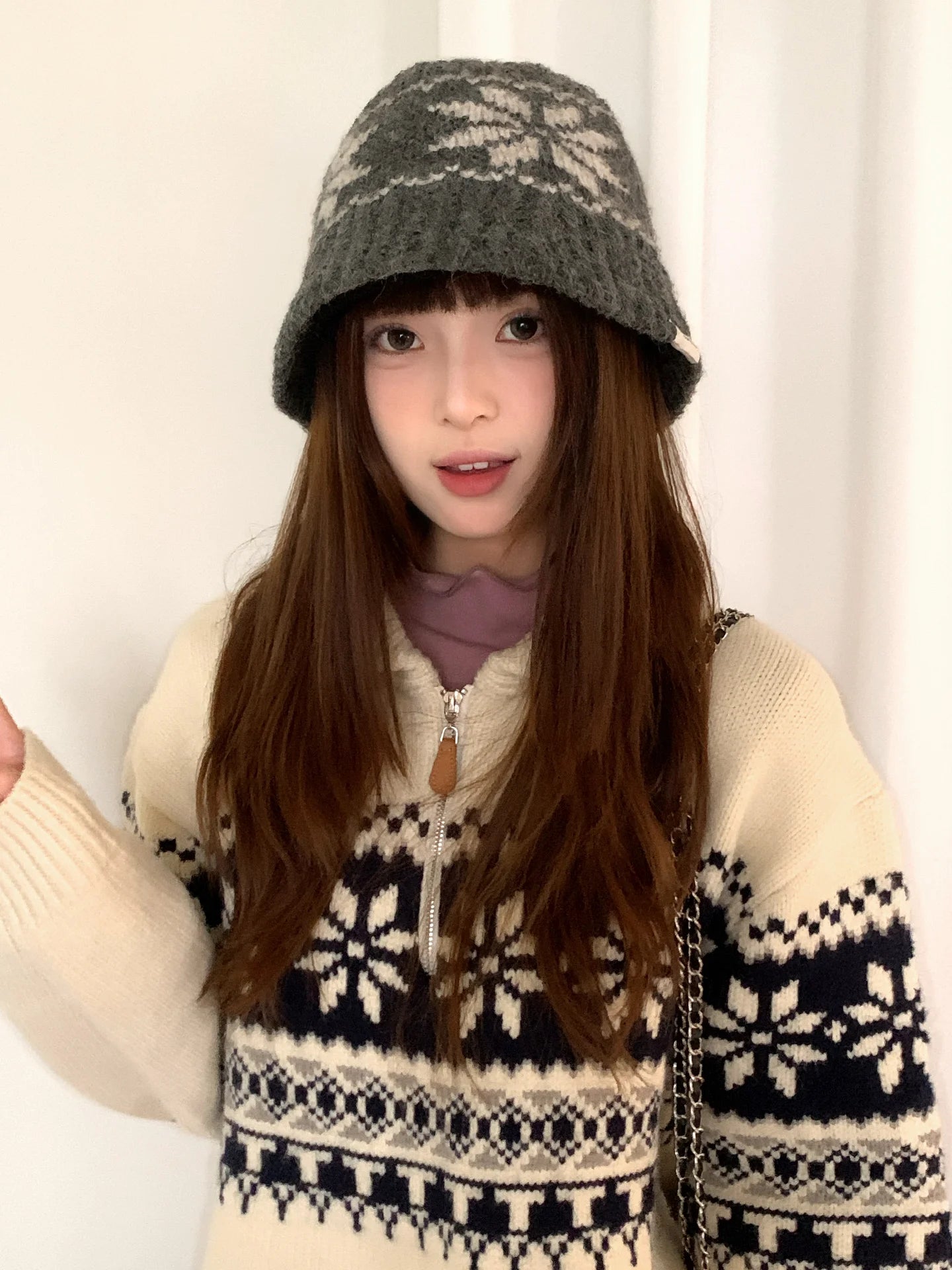 Retro Fair Isle Earflap Bucket Hat