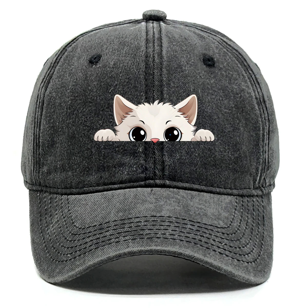 Cute Hiding Cat Print Snapback Baseball Cap