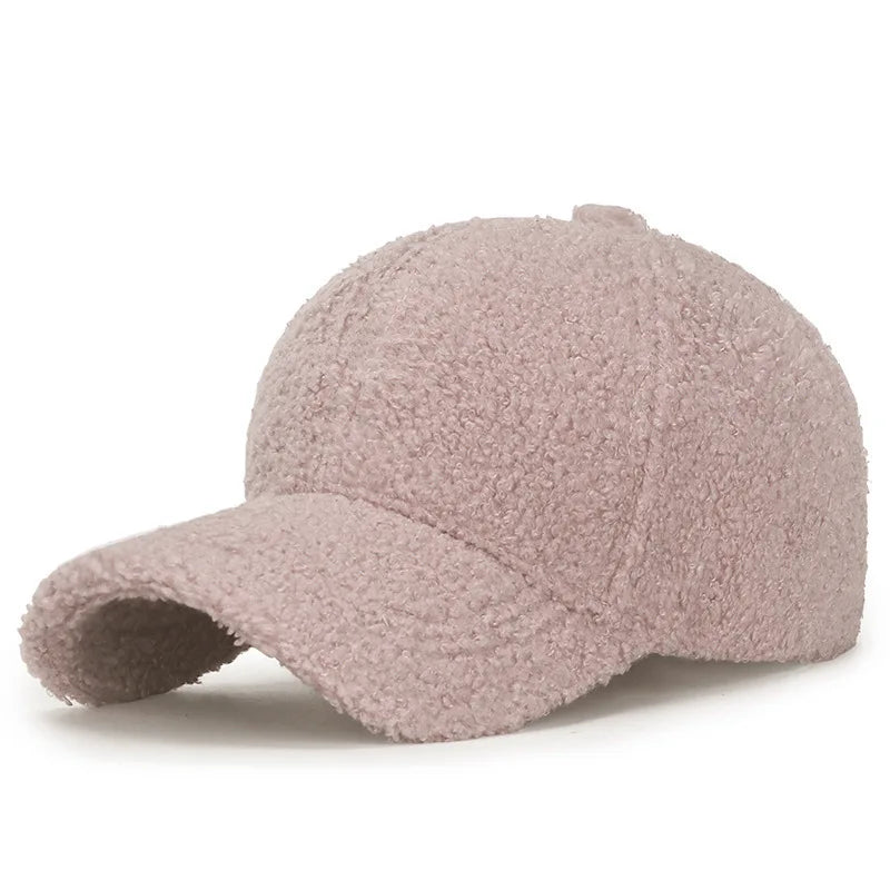 Winter Lamb Wool Solid Baseball Cap