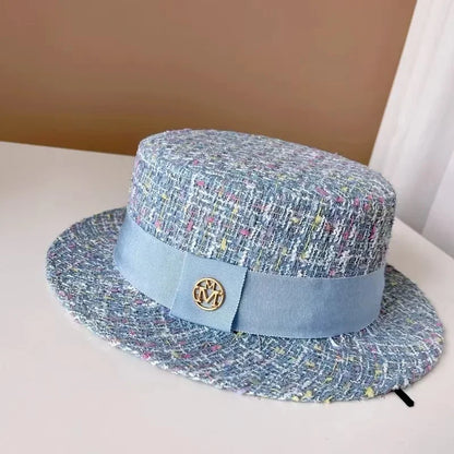 Xiao Xiang Pearl Tweed Flat Top Bucket Hat