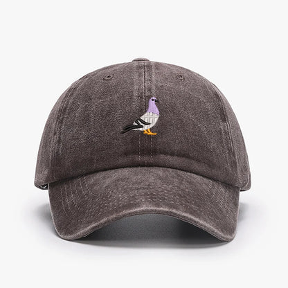 Embroidered Pigeon Vintage Washed Spring Baseball Cap