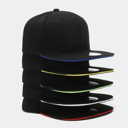 Solid Black Flat Brim Hip Hop Cap
