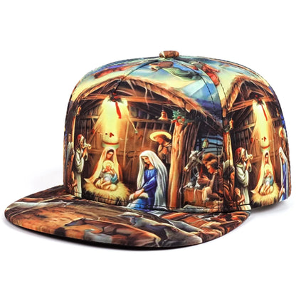 Printed Jesus Flat Edge Baseball Cap